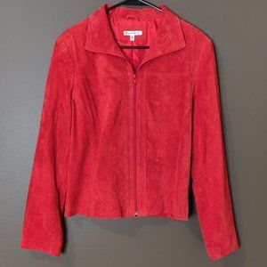 Yvonne La Marie Red Suede Leather Full Zip Jacket Women's SIZE 12